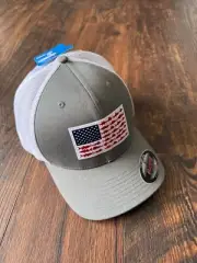 NEW Columbia PFG Fish Flag Flexfit Fitted Mesh Ball Cap in Grey 2XL