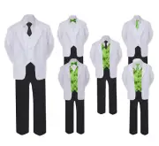 Formal Black White Suit Set Green Bow Tie Neck Tie Vest Boy Baby Toddler Teen