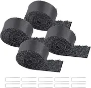 VEVOR 3x0.12m Rubber Mulch Roll Mulch Mat Landscaping Pack of 4 Natural Look Anti Weed Easy Cut for Pathway Garden Plants Vegetables Flowers Black