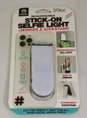 Selfshot Stick On Selfie Light Mirror & Kickstand 3 LED Modes Rechargeable NEW