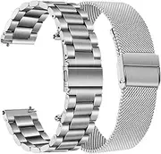 TRUMiRR Band Sets for Garmin Vivomove HR/Vivoactive 3 / Vivoactive 5, 20mm Metal Watchband + Mesh Strap for Forerunner 645/245 Music/Venu Sq/Venu Sq 2 / Vivomove 3 / Luxe/Style/Trend