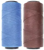 2 Knot It Waxed Polyester Cord 1mm Diameter 144M Spools (Azure Blue, Pecan)