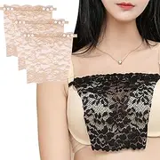 [Risipu] Pack of 3 Lace Modesty Panels for Women Cleavage Cover Up for Low Neck Lace Insert for Low Cut Tops Perfect for Tank Tops, Dresses, Office Women, 3 Brown, One size