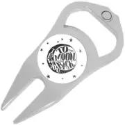 Moon and Back Golf Ball Marker Divot Repair Tool Bottle Opener