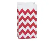 RED CHEVRON Print Gift Paper Sack 2 lb Bag 4.25x2.25x8"(PACK OF 10)CLOSEOUT