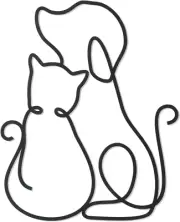 Concise Linear Metal Cat Wall Art, Lovely Wall Decoration for Living Room, Bedro