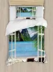 Home Duvet Cover Sets, Ocean Beach Seascape Sunbeds Balcony Summer Picture
