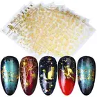Halloween Ghost Cat Spider Pumpkin Skull Nail Stickers Art Decal Decoration Gold