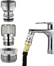 Kitchen/Bathroom Sink Faucet Metal Quick Connector,GHT3/4 inch Adapter to Connect to Garden Hose for Portable Washing Machine/Washer,Shower (Faucet Adapter-A)
