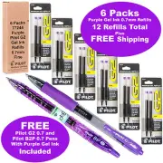 Pilot G2 Refills, Purple Ink 0.7mm Fine, 6 Packs of Refills Plus G2 & B2P Pens