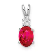 14k White Gold 7x5mm Oval Ruby A Diamond pendant