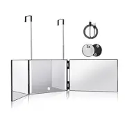3 Way Mirror for Hair Cutting with LED,360 Trifold with Black (With Led)