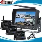 7" Quad DVR Monitor 3x Wireless Rechargeable Solar Magnetic Reversing Camera Kit