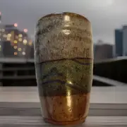 Vintage Les Pottery Art Drip Glaze 5” Cylinder Jar Tumbler Cup Vase Decorative