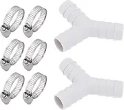 SG Store 2 Sets Drain Hose Y Piece Connectors 16mm Dishwasher Pipe Tee Connector wiht Hose Clamp Stacking Washing Machine Combination 20x20mm Grey