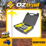 OZTRAIL SCREW-IN TENT PEG SET 16 PIECE W/ ADAPTOR SOCKET + CARRY CASE