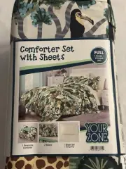 Kids 7 Piece Green Jungle Comforter And Sheets Bedding Set Your Zone Unopened