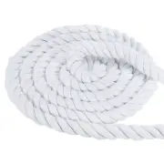 3/4inx49ft Twisted Cotton Rope 3 Strand Tug of War Rope with Sealing Tape White
