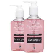 2 x Neutrogena Oil Free Acne Wash Pink Grapefruit Facial Cleanser 175ml
