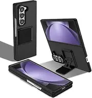 for Samsung Galaxy Z Fold 6 / Fold6 5G Case, Armour Rugged Silicone TPU Bumper Tough PC Cover Galaxy Z Fold 6 with Kickstand, Military Shockproof Phone Case for Samsung Z Fold 6 5G Black