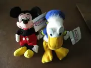 NWT ~ Donald Duck & Mickey Disney Store 9" Mini Bean Bag Plush Set of 2