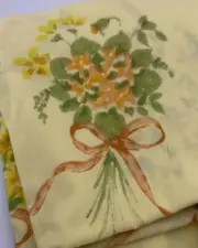NOS Vintage 70s Double Full Sheet Set Yellow Floral with Crochet border Wamsutta