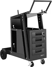 Giantz 4 Drawers Tool Trolley, Lockable Toolbox Tools Storage Cabinet Trolleys Cart Mechanic Rolling Laser Welding Welder Machine Garden Organiser, 100kg Capacity with 2 Holders Black