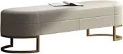 Bed End Bench Storage Ottoman Bench for Bedroom,Genuine Leather Ottoman with Storage, Storage Bench for Bedroom, Living Room & Hallway Bedroom Bench(Beige,100 * 40 * 45cm)
