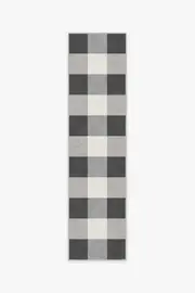 75' x 305' | Machine Washable Runner Rug | Kid & Pet Friendly | Indoor Rug | Buffalo Plaid Black & White Rug | Ruggable