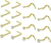 [Briana Williams] 18G 20G Nose Studs Nose Rings Studs for Women Surgical Stainless Steel L Shaped Screw Nose Nostril Piercing Jewelry