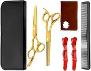 8pcs Hair Scissors Set Thinning Scissors Barber Salon Hairdressing Hair Cutting Shears Set Professional Hair Cutting Scissors Kit with Combs and Hair Clips for Men Women
