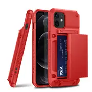 ZUSLAB Armor Plus Credit Card Holder Wallet Case for iPhone 12 Mini 5.4" Protective Shockproof Cover for Apple - Red