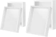 AIMALL 4PCS Shadow Box Frame Set – Deep White MDF Display Picture Frames with Clear Glass for Wall Hanging or Tabletop, 6x4in & 8x6in for Crafts, Medals, Keepsakes