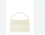 AQUA imitation pearl embellished top handle evening mini bag -White