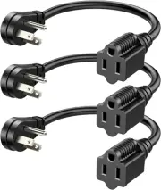 1FT Short Extension Cord, Flat Head Extension Cord Indoor with 3 Prong, Low Prof