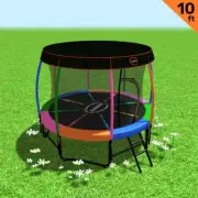 Kahuna Trampoline 10 ft with Roof - Rainbow