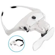 BIJIA Head Magnifier-USB Rechargeable LED Illuminated Head Mount Magnifying G...