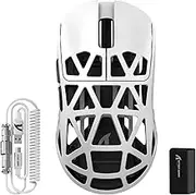 ATTACK SHARK R2PRO 45g Superlight Magnesium Alloy Mouse, PixArt PAW3950 Sensor, 42000 DPI, 8000Hz Wireless Polling Rate, 2.4G/BT/Wired Gaming Mouse G502, with Coiled Cable, PC/Mac, White