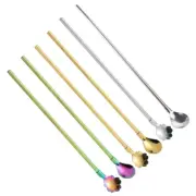 Stainless Steel Material Reusable Spoon Straw for Smoothies Floats