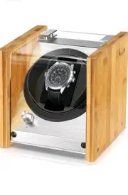 Watch Winder Smith Automatic Single Watch Winder - Bamboo Wood-Metal WWS-A1BAM