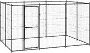 Outdoor Dog Kennel Steel 7.26m² with Secure Lockable Latch System and Mesh Sidewalls for Safety and Ventilation, Black Powder-Coated Steel Frame, 330x220x180 cm, Versatile for Play, Exercise