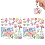 2pcs Mermaid Rhinestone Keychain DIY Unicorn Christmas Painting Rhinestone Kits Christmas Tree Hanging Ornaments-2pcs