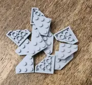 LEGO Light Bluish Gray Wedge, Plate 3 x 3 Cut Corner QTY 12, Part No. 2450