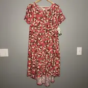 LulaRoe Mickey Mouse Carly Dress Size Small Pink Peach Disney NWT New With Tag