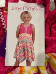 Jona Michelle Girl's Multicolor Sleeveless Lined Dress (PINK CHEVRON 5)NWT