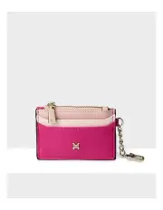 [Madison Accessories] Hannah Zip Card Case With Chain Clip in Pink