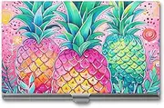 LKHDS Slim Aluminum Alloy Business Card Holder Three Big Pineapples Pocket Business Card Case Portable Business Card Wallet Business Card Holders Handheld Card Box for Women Men, style, One size