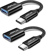 JSAUX USB A to USB C Adapter 2 Pack, USB C to USB 3.0 OTG Adapter 5Gbps, USBC to USB Male to Female Converter Compatible with iPhone 16&15 Pro/Max/Plus MacBook Pro/Air Samsung S24 S23 S22 Pixel-Black
