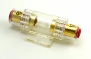 Mirasonic 8, 10 Gauge Clear Gold Plated AGU Fuse Holder with Mounting Base