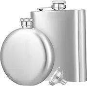 PHENOFICE Elegant 304 Stainless Steel Flask Set Round 5oz Square 7oz Funnel Leak Proof for Liquor Hidden Alcohol Flask Outdoor Camping Flask